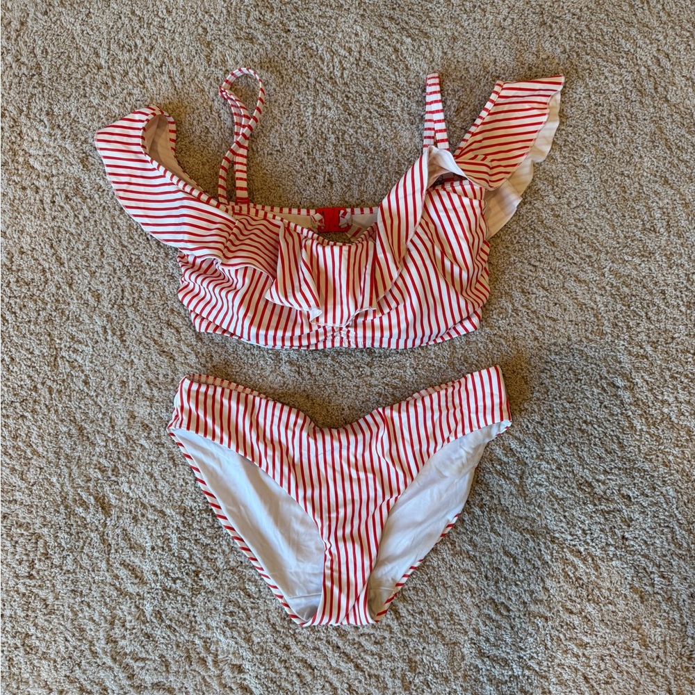 Freya Totally Stripe Flame Bardot Bikini Top